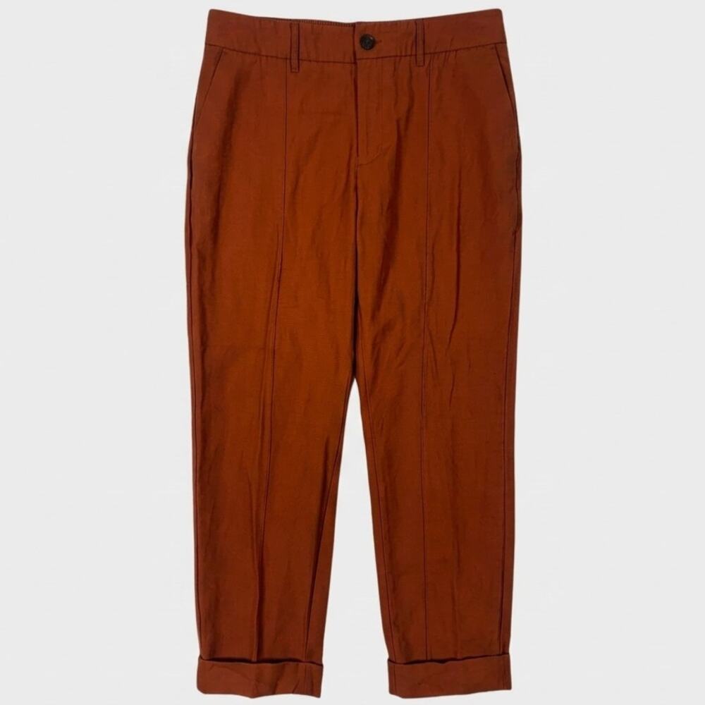 A New Day Size 12 Womens Cuffed Pants Rust Red Brown Rayon Polyesyer